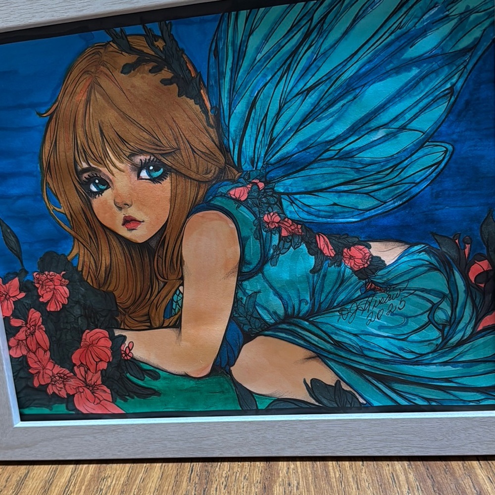 Whimsical Fairy Art with Blue Eyes